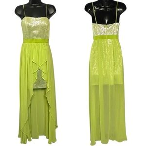 Cache Vintage Lime Green Dress Mini Maxi Size 0 New NWT Y2K